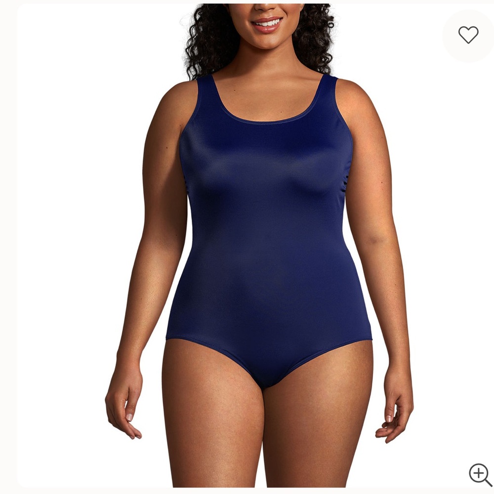 Lands' End Tugless Tank Blue One-Piece Swimsuit, Size 20-Cup Size DD